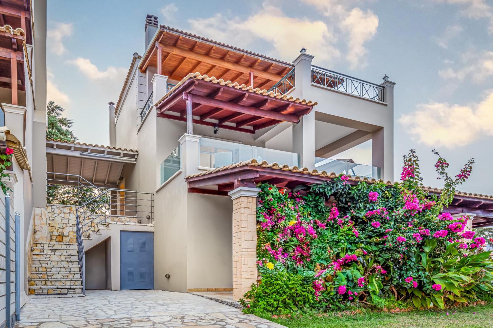 Villa Olivia Corfu - Amazing Sea-View 3 Bedroom Villa With A Pool Gazátika エクステリア 写真